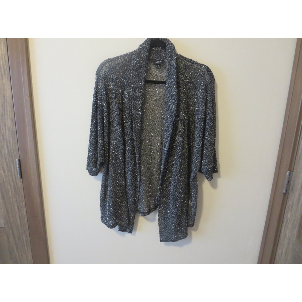 Torrid Womens Black White Marled Open Front Cardigan Sweater Size 2 2X - Picture 1 of 5